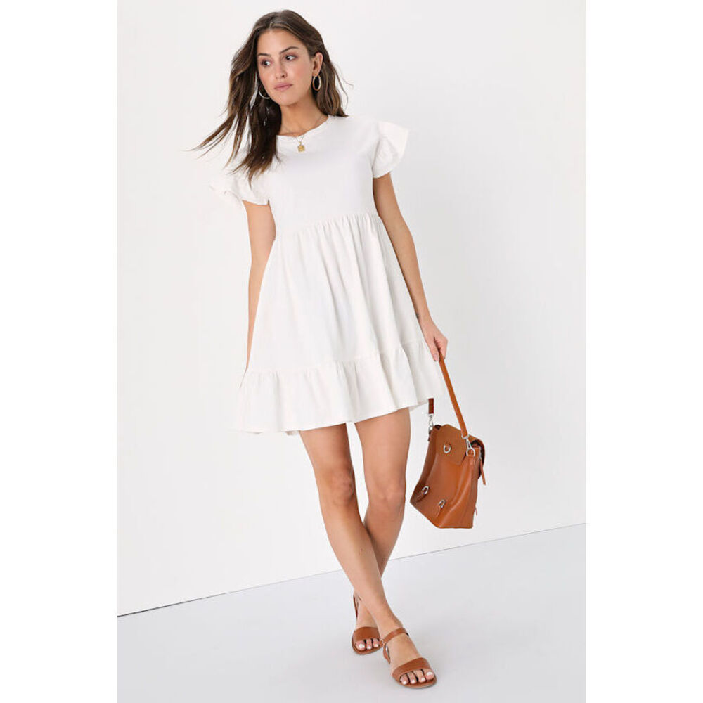 Lulus Sweetest Style White Tiered Babydoll Dress - Size S